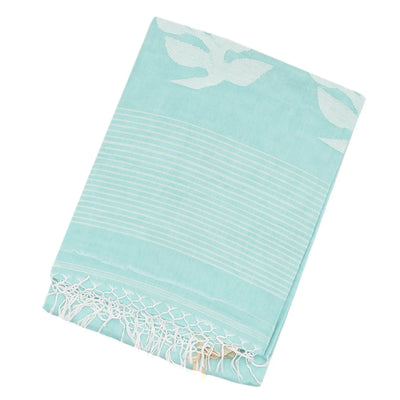 Light Blue Handloom Bengal Cotton Saree With Plus Buttas