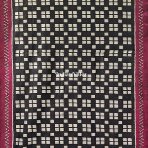 Black Maroon Odisha Ikat Contemporary Silk Saree