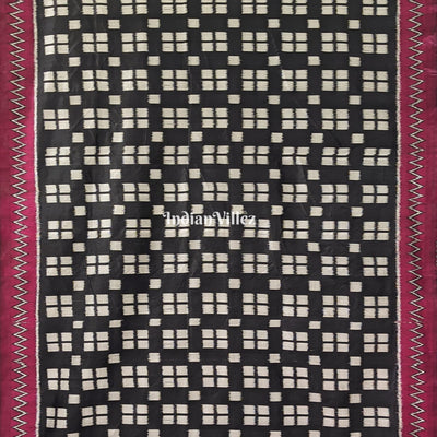 Black Maroon Odisha Ikat Contemporary Silk Saree