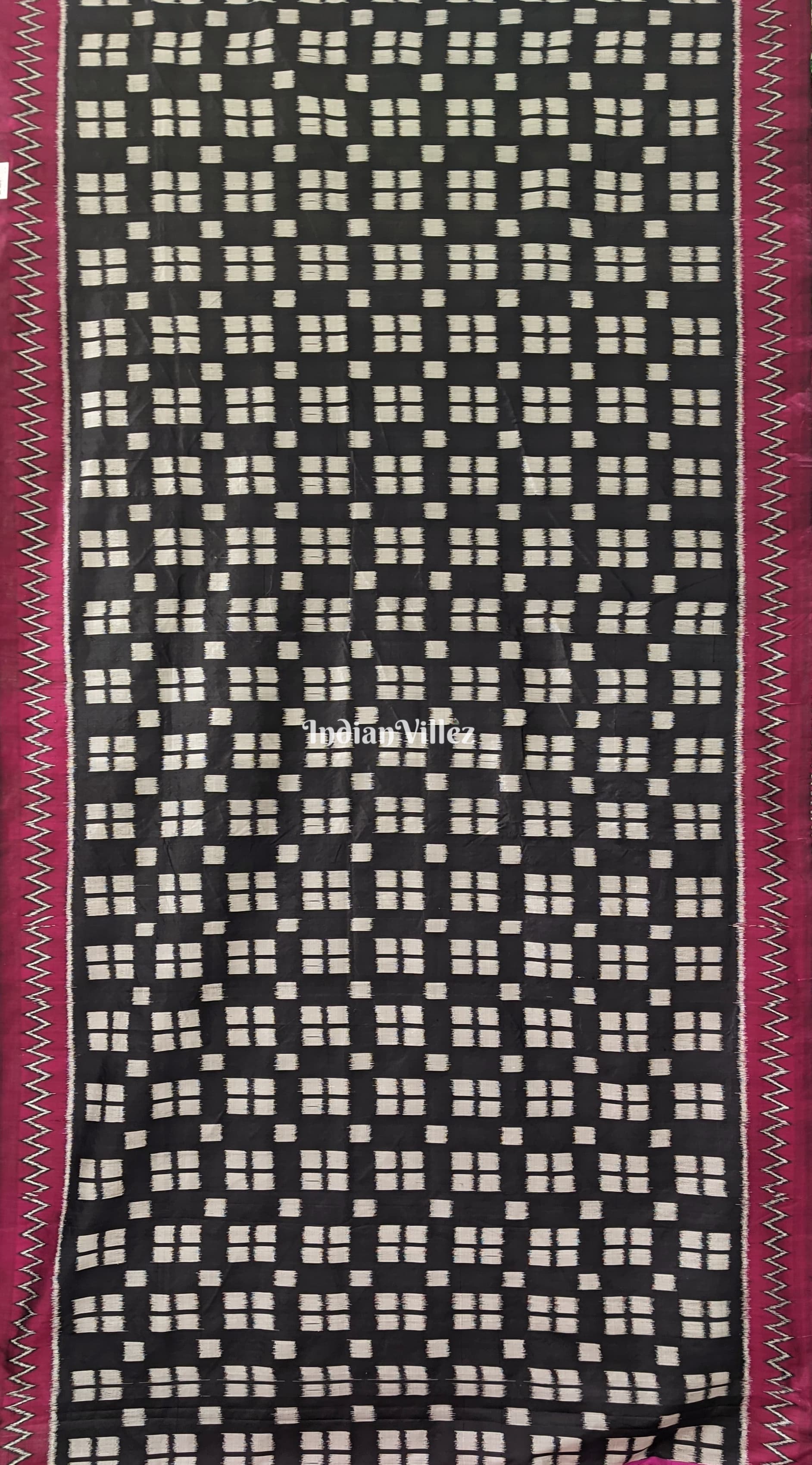 Black Maroon Odisha Ikat Contemporary Silk Saree