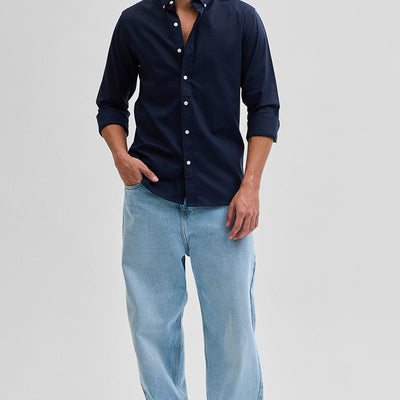 Navy Solid Oxford Shirt