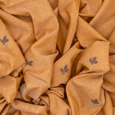 Sandal Woven Bengal Cotton Saree With Floral Motifs