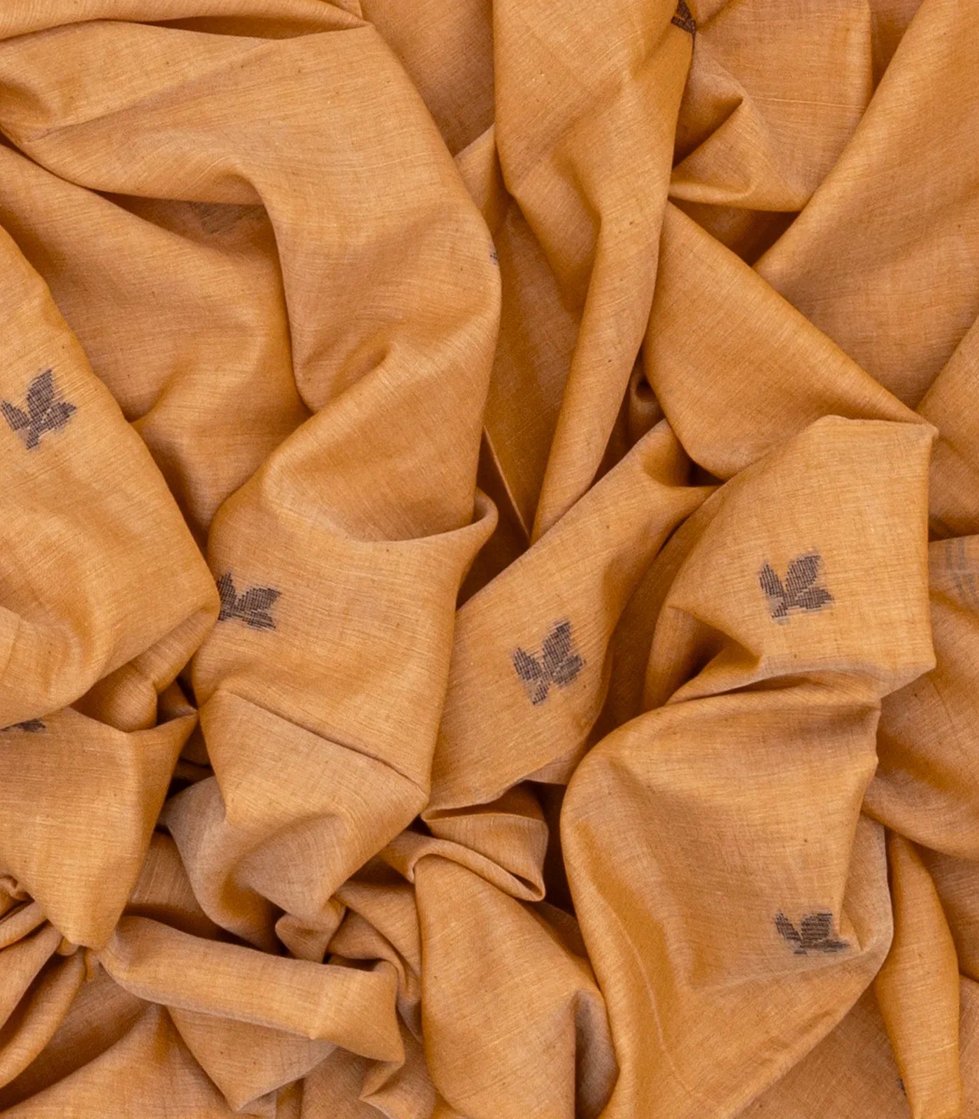 Sandal Woven Bengal Cotton Saree With Floral Motifs