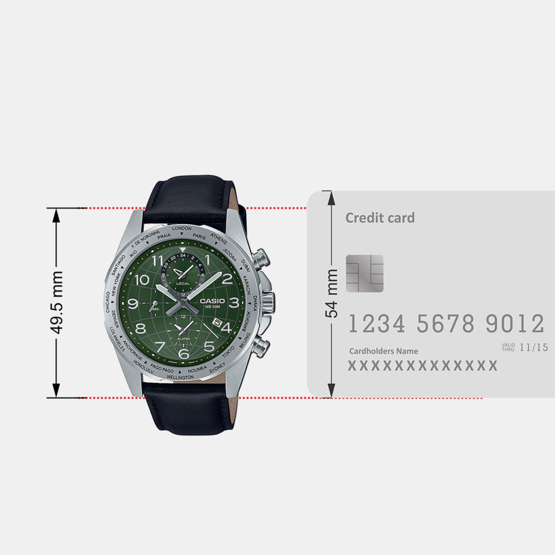 Enticer Men Quartz Green Dial Chronograph Leather Watch A2151