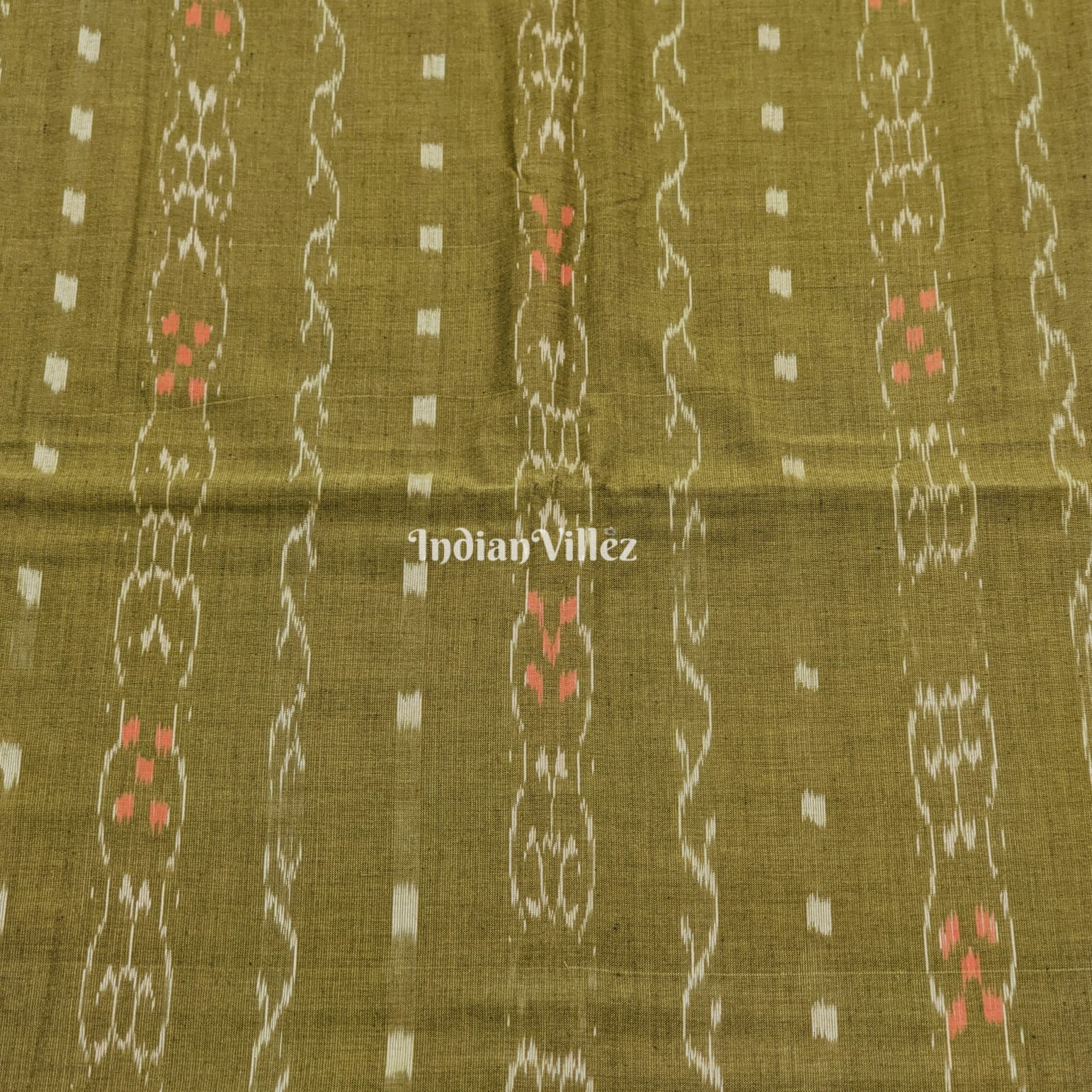 Mehendi Green Tipa Design Sambalpuri Ikat Cotton Fabric
