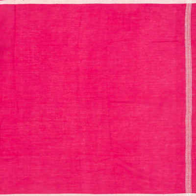 Hot Pink Handloom Bhujodi Cotton Saree With Cross Buttas