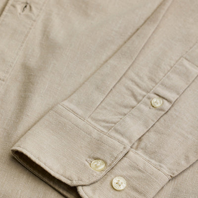 Beige Solid Oxford Shirt