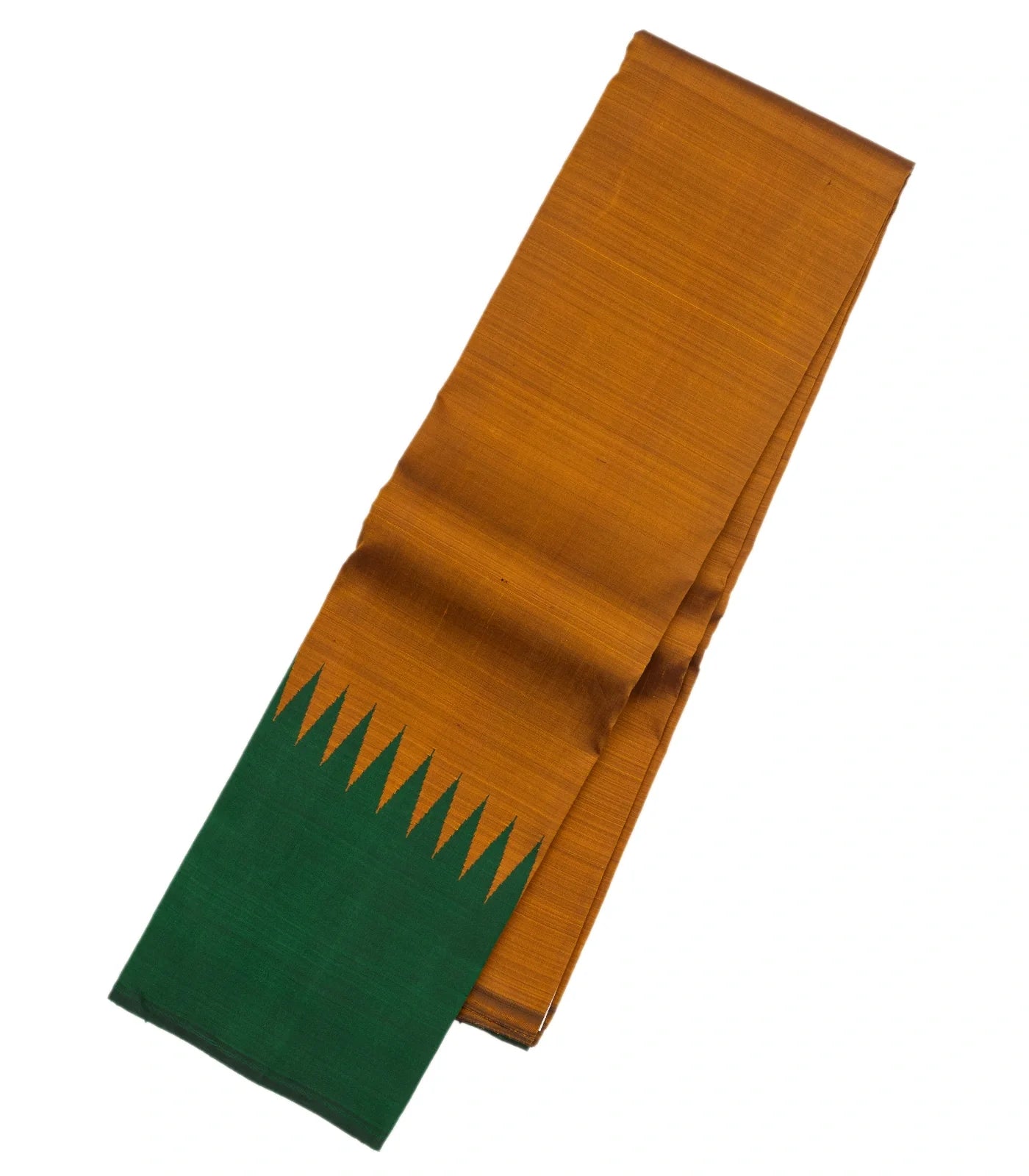 Oil Mustard Handloom Kanchipuram Silk Saree With Green Border