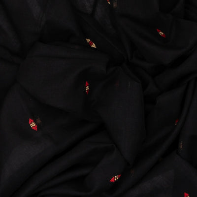 Black Handloom Bengal Cotton Saree With Diamond Motifs