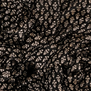 Black Woven Chanderi Printed Cotton Saree With zari Border