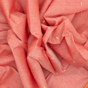 Peach Bengal Cotton Saree With Diamond Motifs