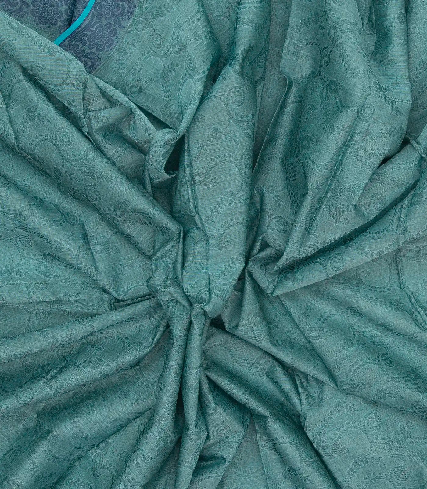 Shadow Green Bengal Cotton Saree With Floral Motifs