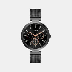 Fashion Women Quartz Black Dial Chronograph Stainless Steel Watch TW000X243
