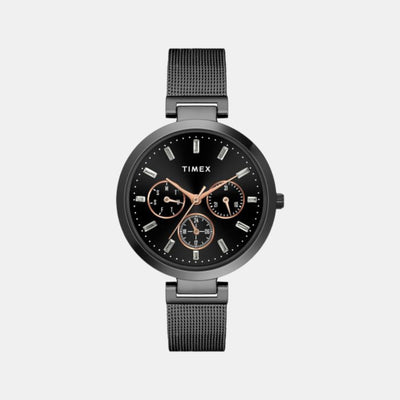 Fashion Women Quartz Black Dial Chronograph Stainless Steel Watch TW000X243