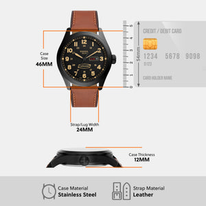 Defender Men Solar Black Dial Analog Leather Watch FS5978