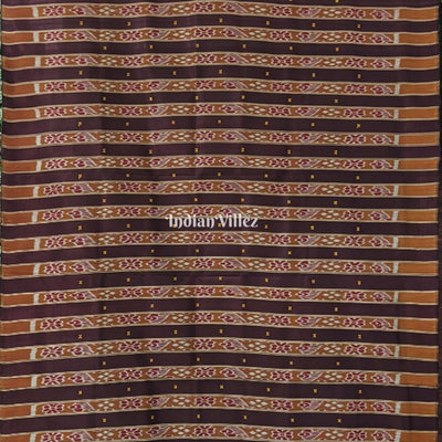 Peach Odisha Ikat Contemporary Silk Saree with Double Pallu