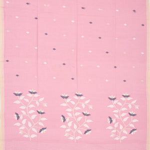 Baby Pink Handloom Bengal Cotton Saree With Buttas