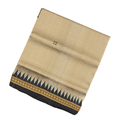 Beige Handloom Orissa Silk Saree With Button Buttas