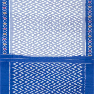 Light Blue Handloom Orissa Cotton Saree With Blue Border
