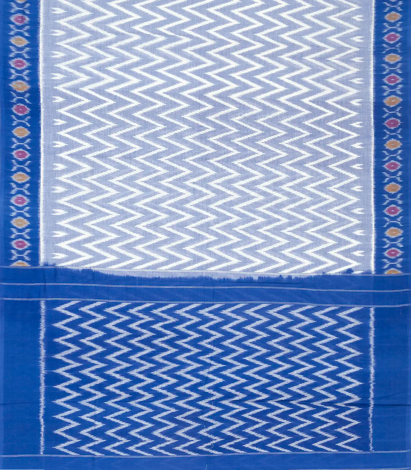 Light Blue Handloom Orissa Cotton Saree With Blue Border