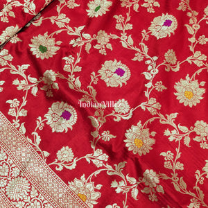 Red Designer Banarasi Meenakari Katan Silk Saree