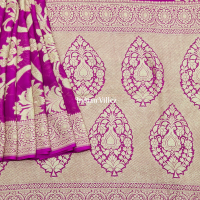 Purple Flower Theme Banarasi  Khaddi Georgette Saree