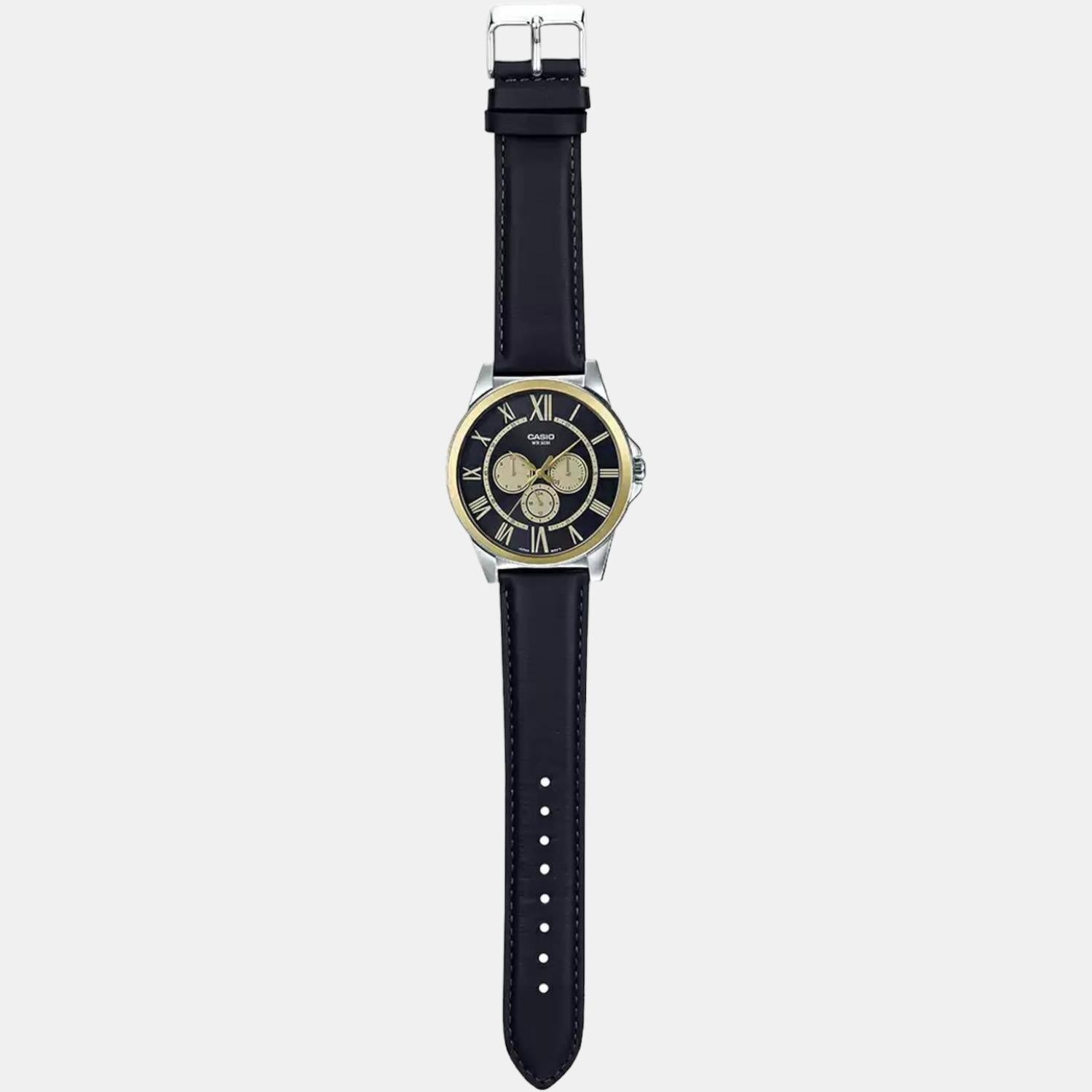 Enticer Men Quartz Black Dial Chronograph Leather Watch A1526