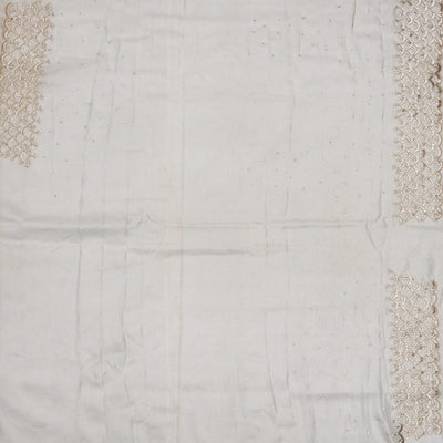 Taupe Woven Supernet Saree With Embroidery