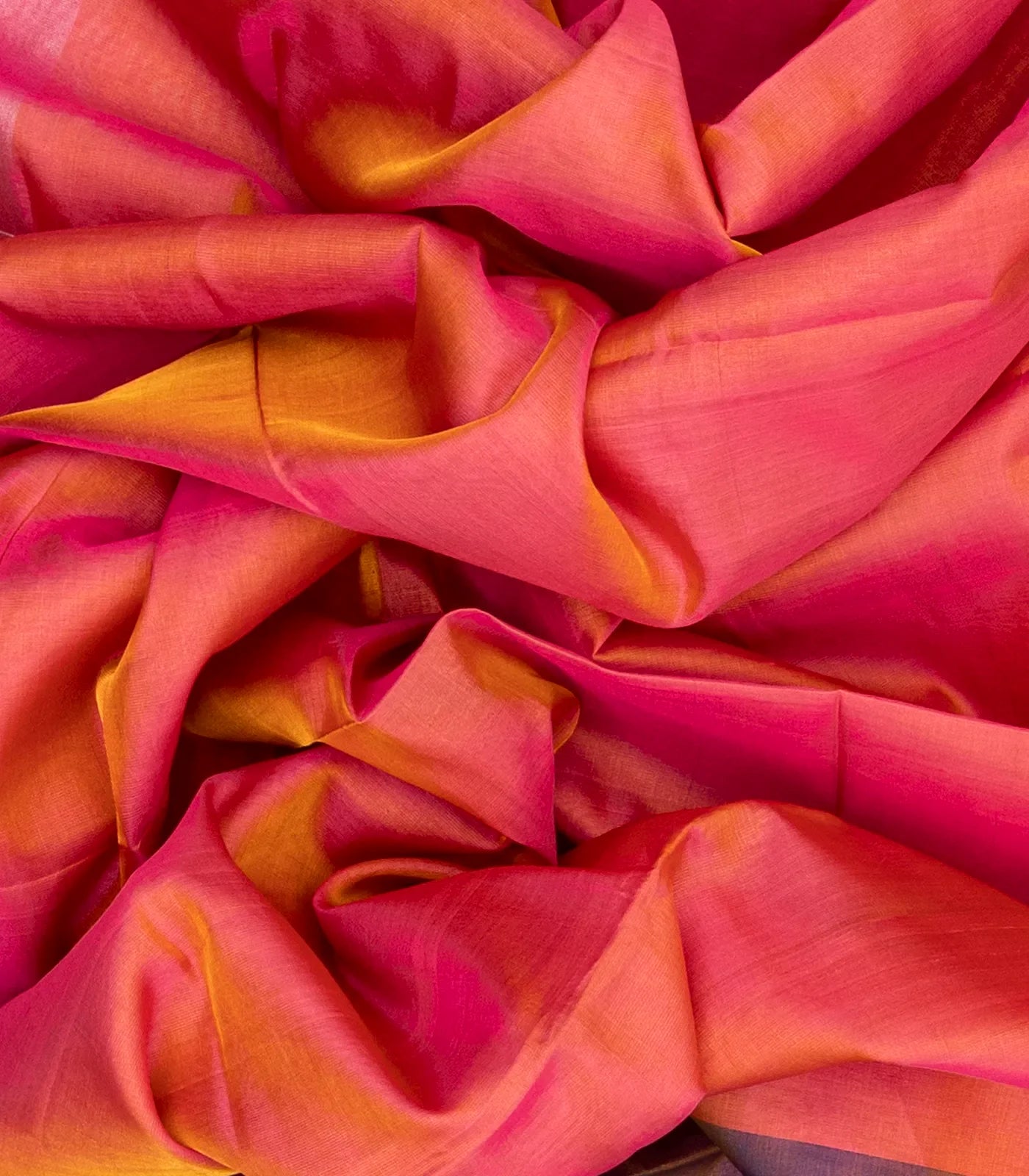 Peach Handloom Uppada Plain Silk Saree With Blue Border