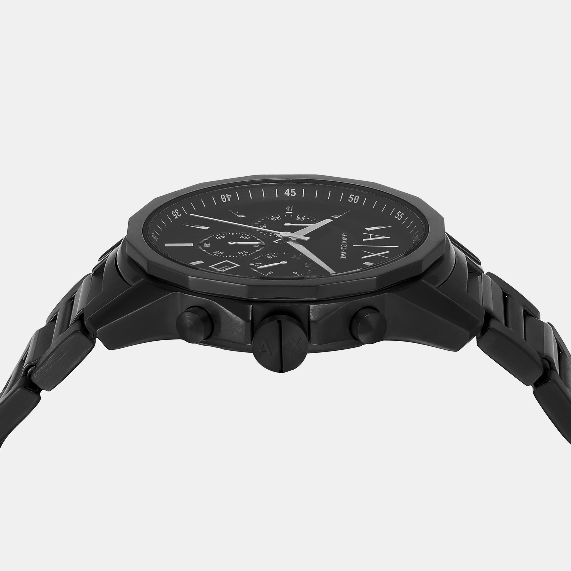 Banks Men Quartz Black Dial Chronograph Stainless Steel Watch AX7153SET
