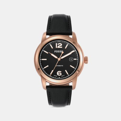 Heritage Men Automatic Black Dial Analog Leather Watch ME3222