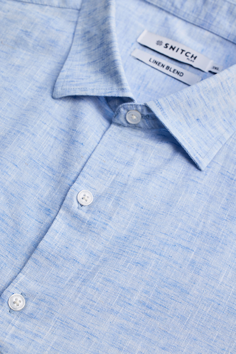 Light Blue Linen Blend Shirt