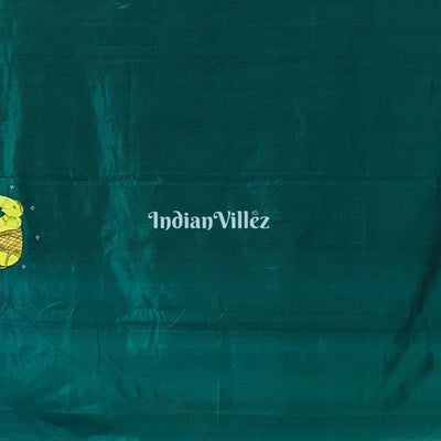 Bottle Green Shree Ganesh Pattachitra Saree