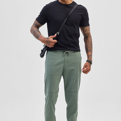 Olive Plain Slim Fit Trousers