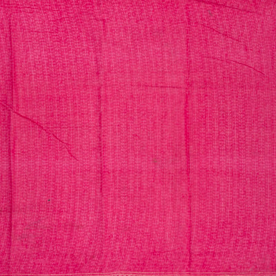 Hot Pink Woven Jaipur Cotton Saree With Printed Triangle Motifs