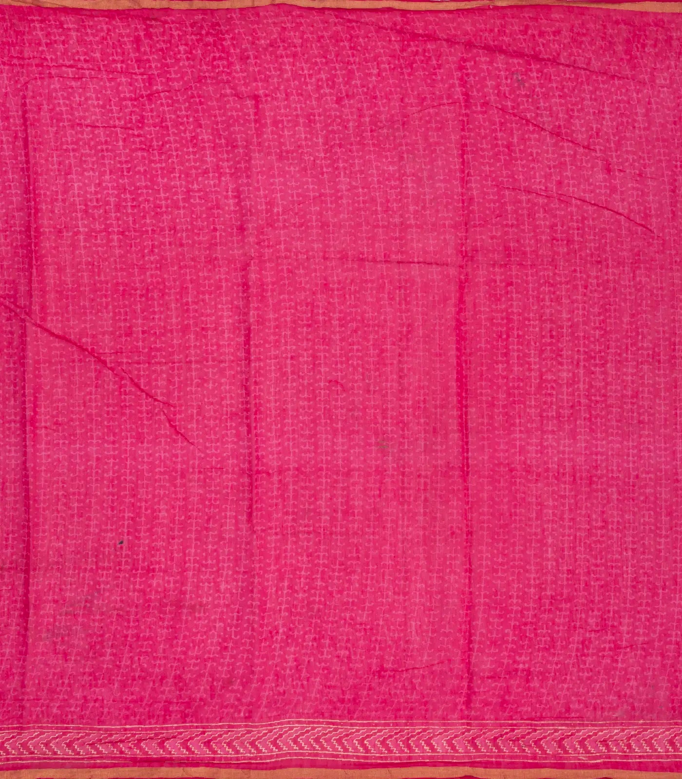 Hot Pink Woven Jaipur Cotton Saree With Printed Triangle Motifs