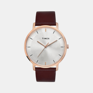 Classics Men Quartz Silver Dial Analog Leather Watch TW0TG8014