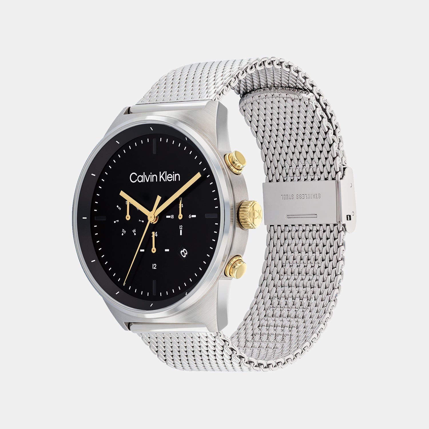 Ck Impressive Men Quartz Black Dial Chronograph Mesh Watch 25200296