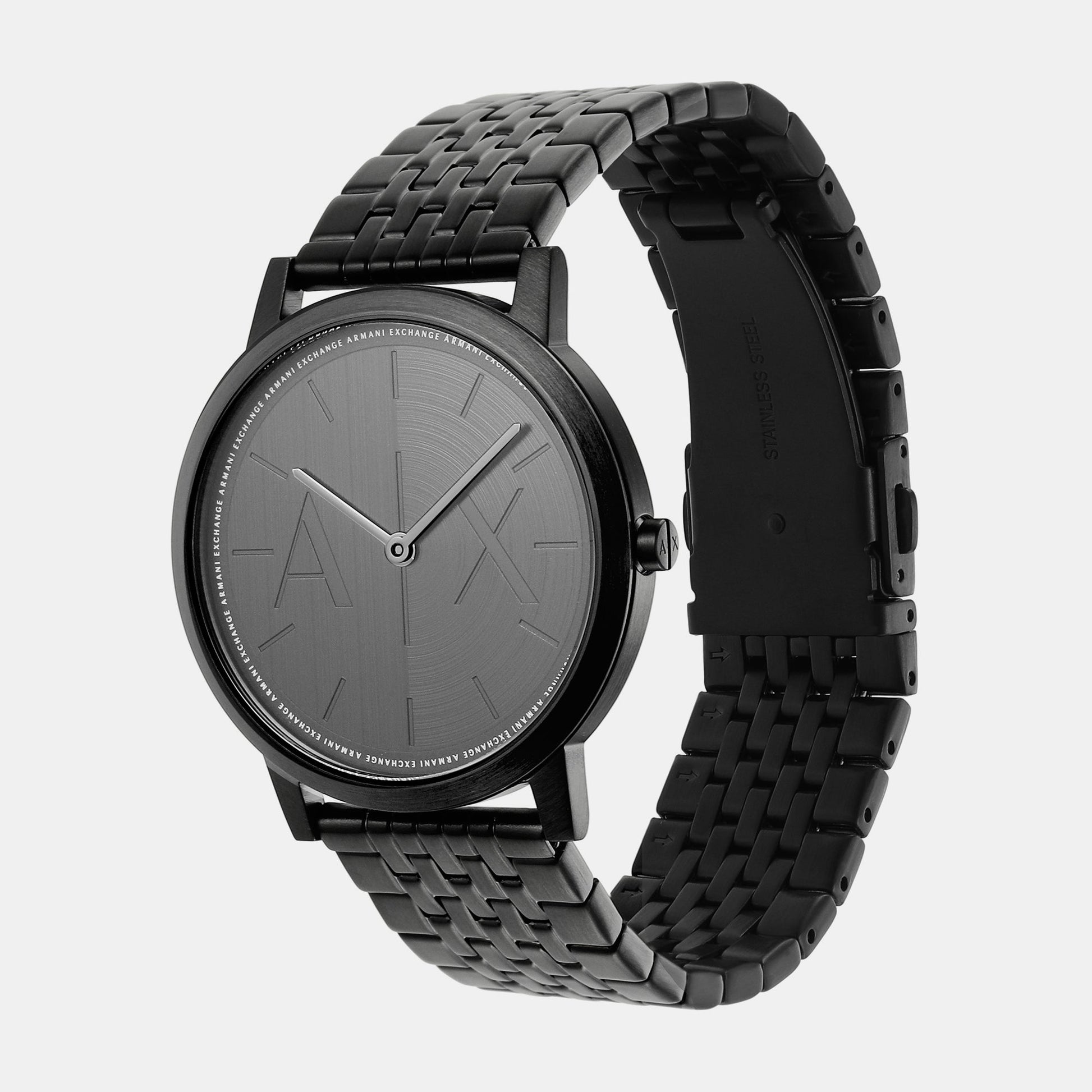 Dale Men Quartz Black Dial Analog Stainless Steel Watch AX2872