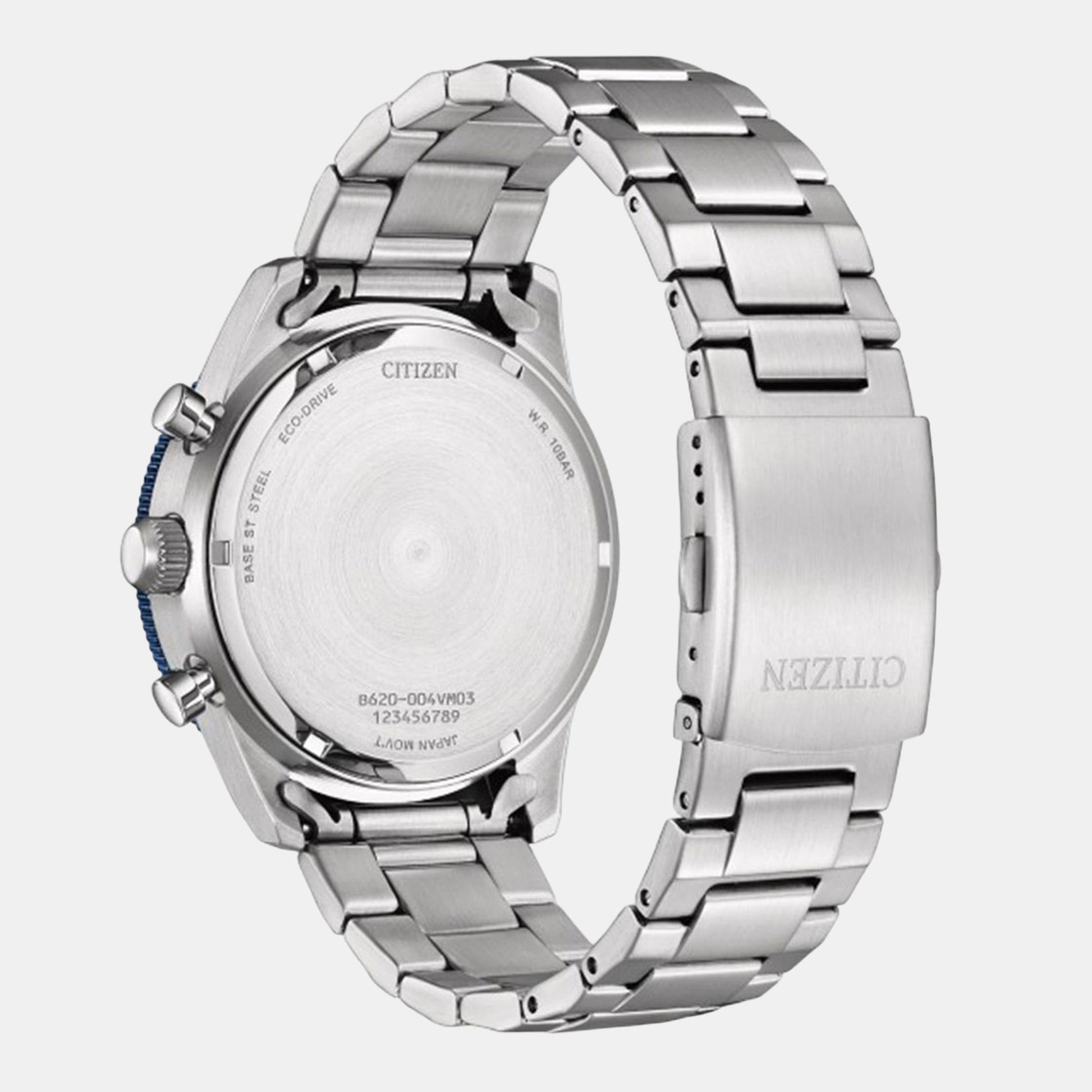 Eco-Drive Men Eco-Drive Blue Dial Chronograph Stainless Steel Watch CA4554-84L
