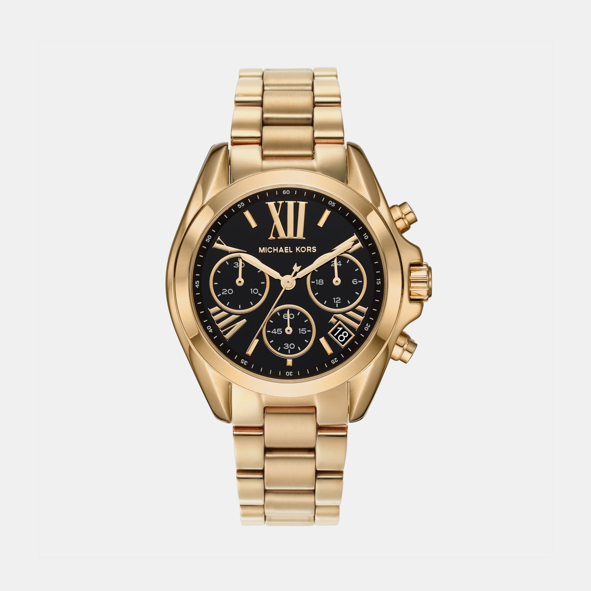 Bradshaw Women Quartz Black Dial Chronograph Stainless Steel Watch MK6959