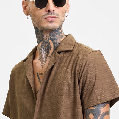 Brown Stripes Box Fit Shirt