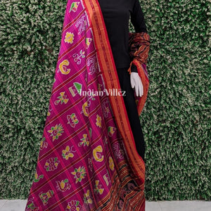 Rani Pink Odisha Handloom Nabakothi Silk Dupatta