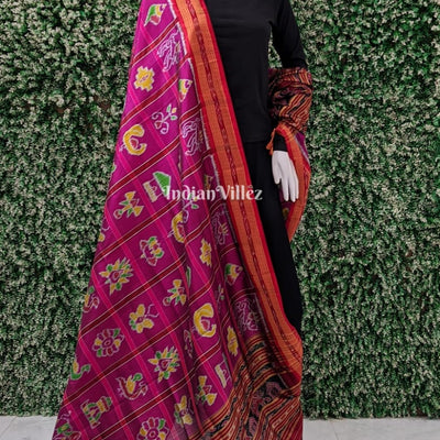 Rani Pink Odisha Handloom Nabakothi Silk Dupatta