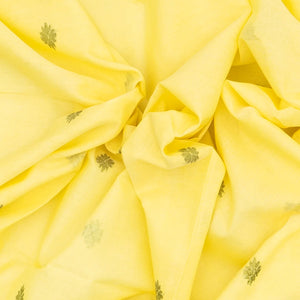 Yellow Handloom Bengal Cotton Saree With Floral Buttas