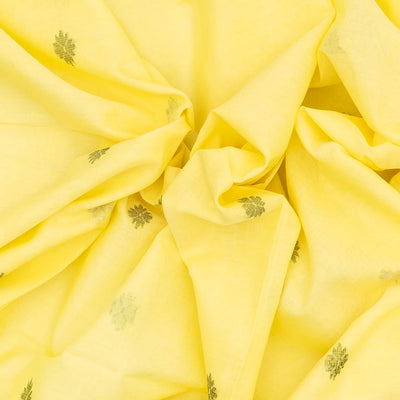Yellow Handloom Bengal Cotton Saree With Floral Buttas