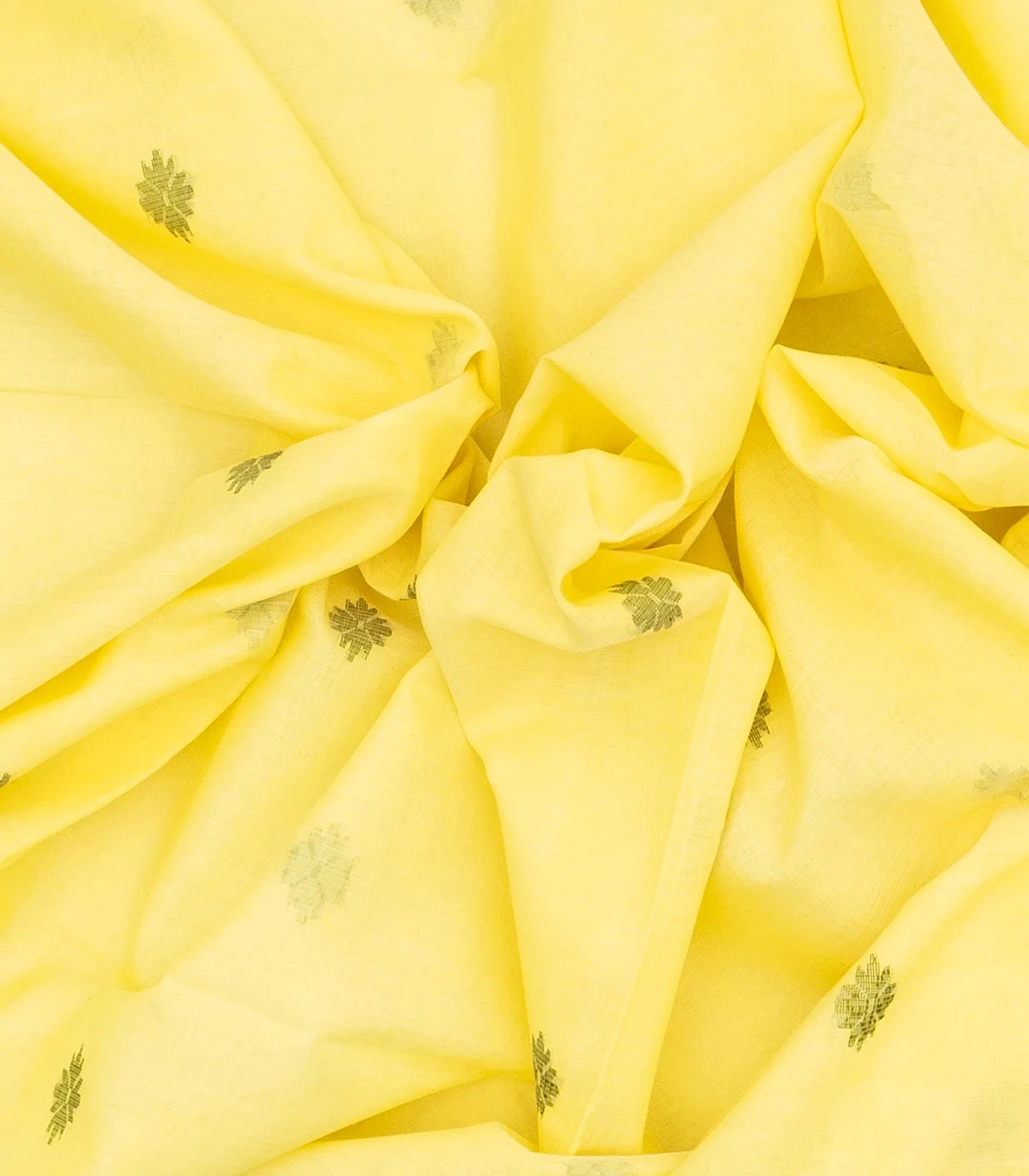 Yellow Handloom Bengal Cotton Saree With Floral Buttas