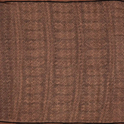 Black Chanderi Cotton Saree Printed With Floral Vine Motifs