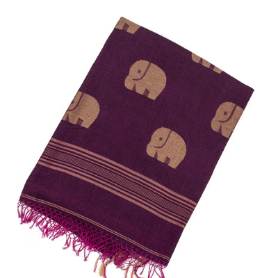 Magenta Handloom Bengal Cotton Saree With Horse Blouse