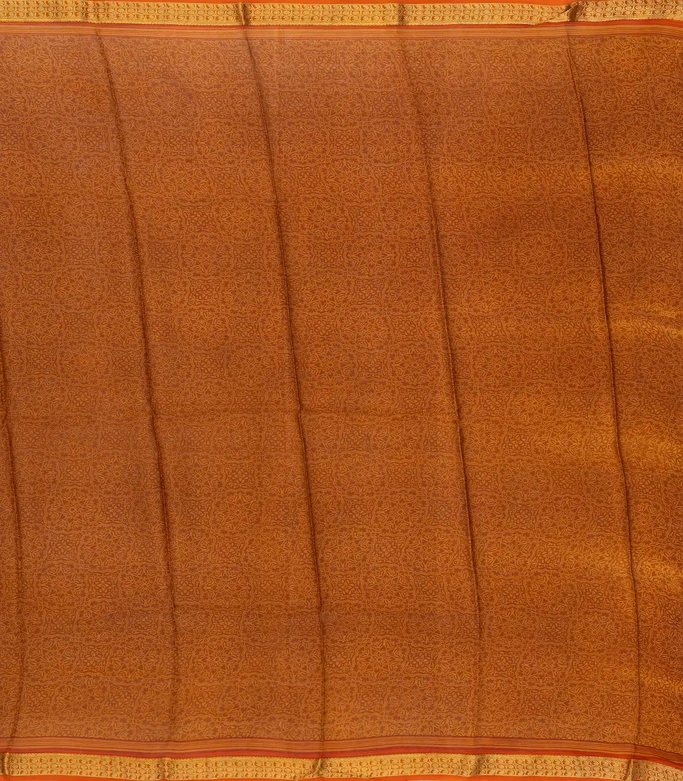 Crimson Silk Saree Printed With Floral Vine Motifs